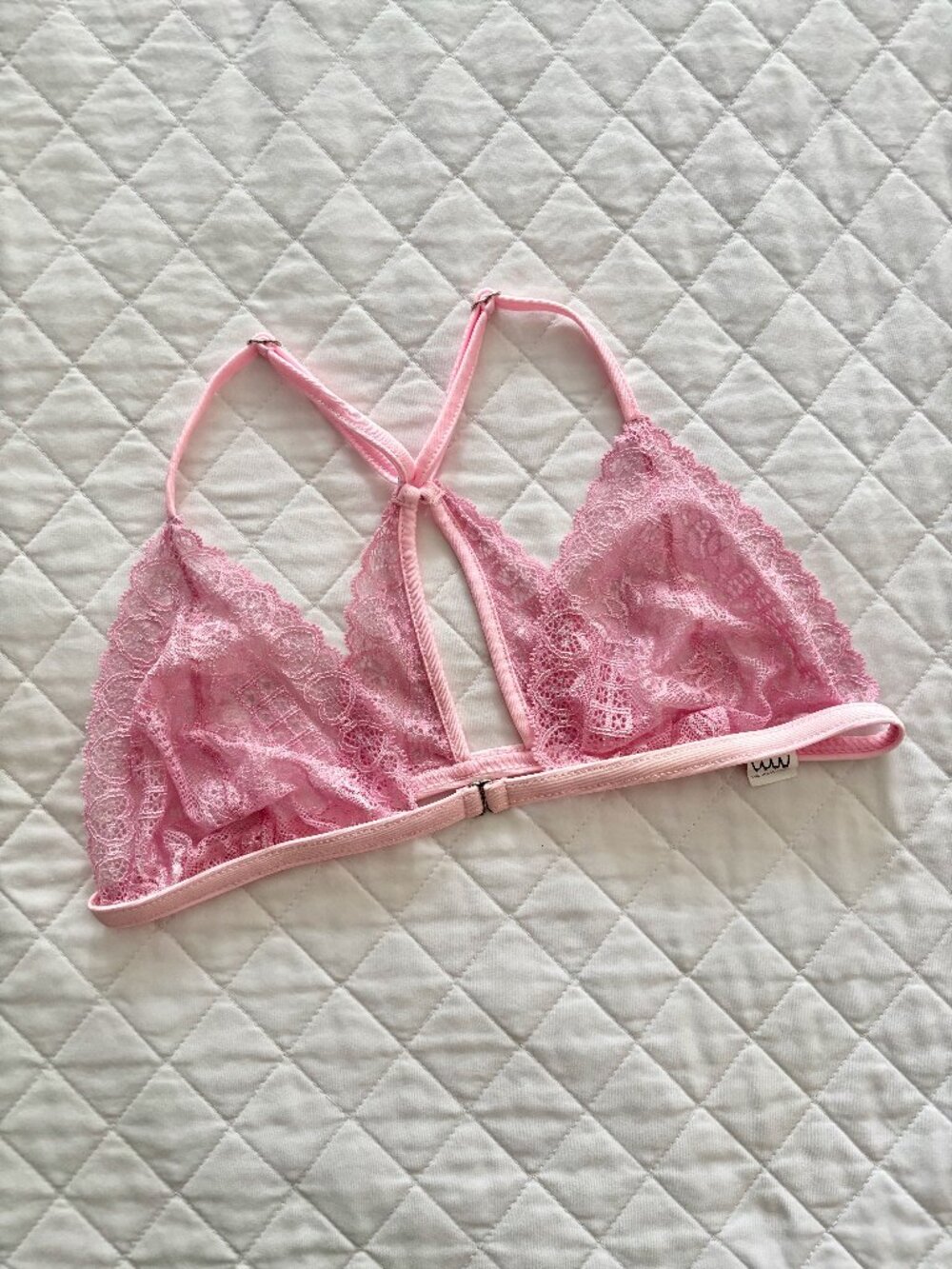 Wicked Weasel Pink Sheer Lace Triangle Bralette - Large - NWOT